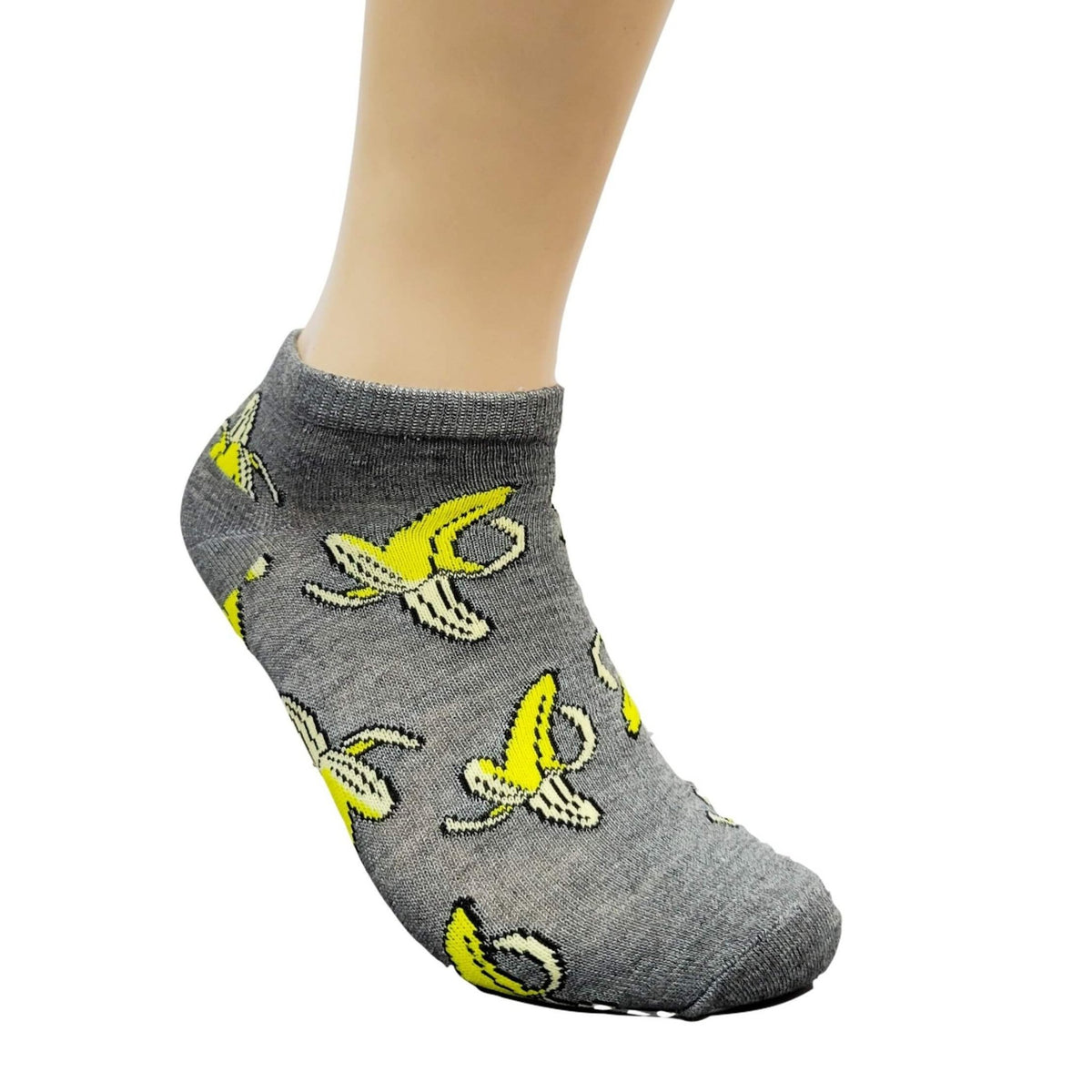 Banana Patterned Ankle Socks (Adult Medium - Women's Shoe Sizes 5-10), Banana Ankle Gray