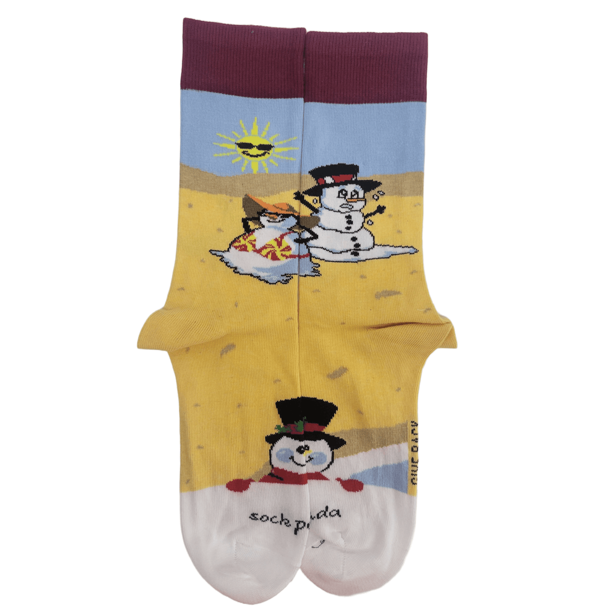Beach Snowmen Socks from the Sock Panda (Adult Medium - Women's Shoe Sizes 5-10), BeachSnowMd