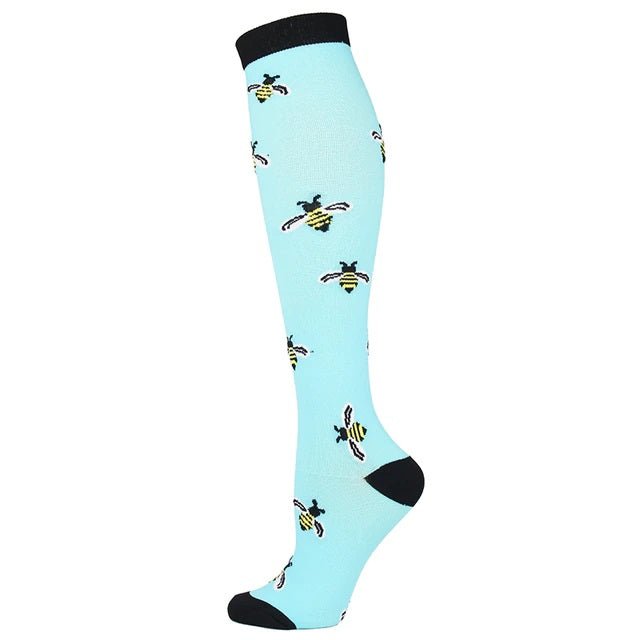 Bee Patterned Knee High (Compression Socks), BeeCompMd
