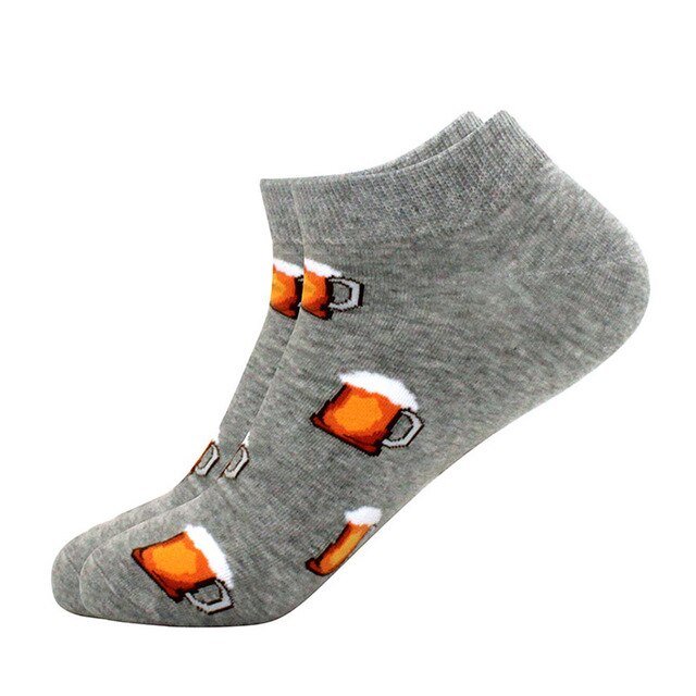 Beer Glasses Patterned Ankle Socks (Men's & Women's Sizes), BeerAnkleLg