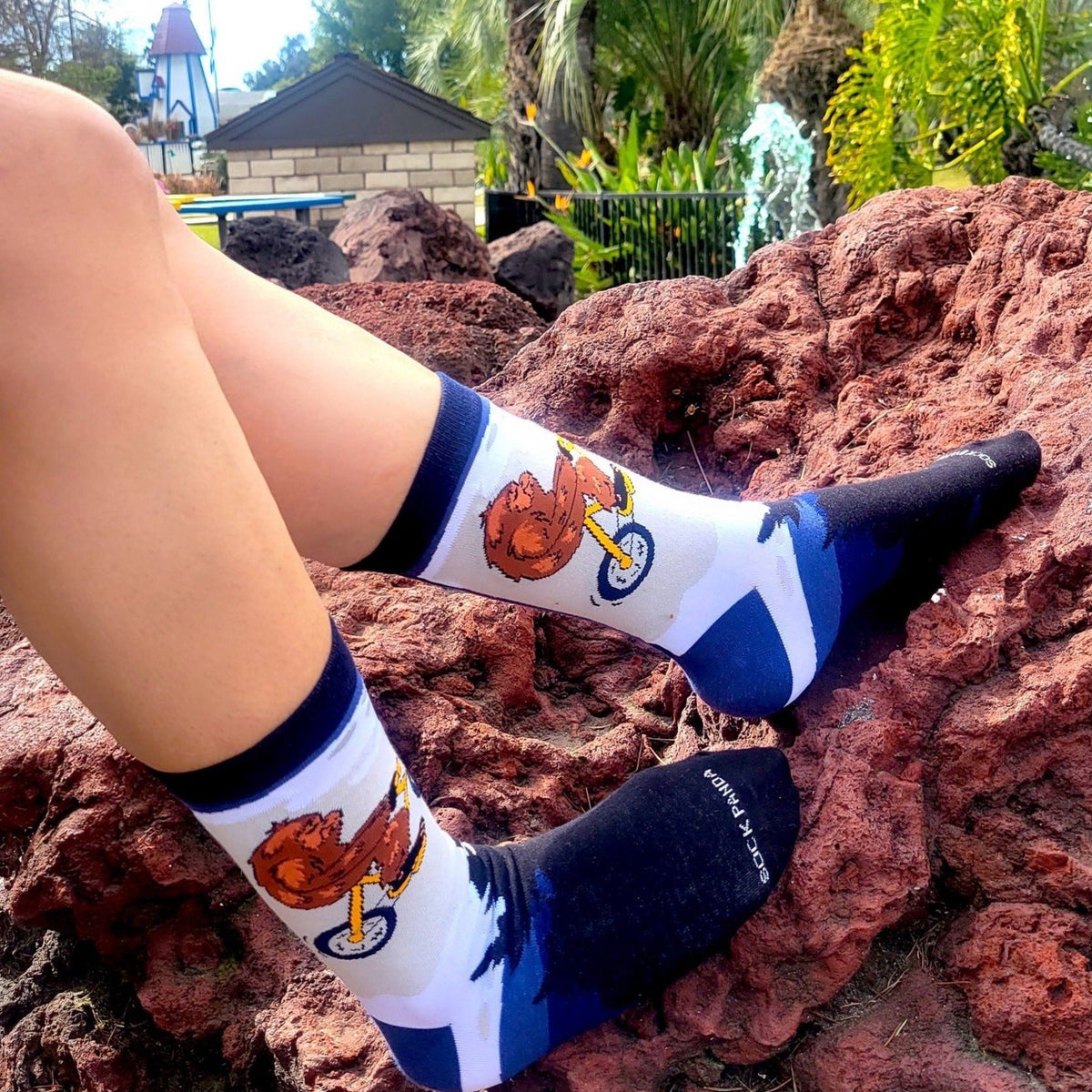 Big Foot Riding a Bike by the Moon Socks from the Sock Panda (Adult Medium - Women's Shoe Sizes 5-10), ET-Big-Foot
