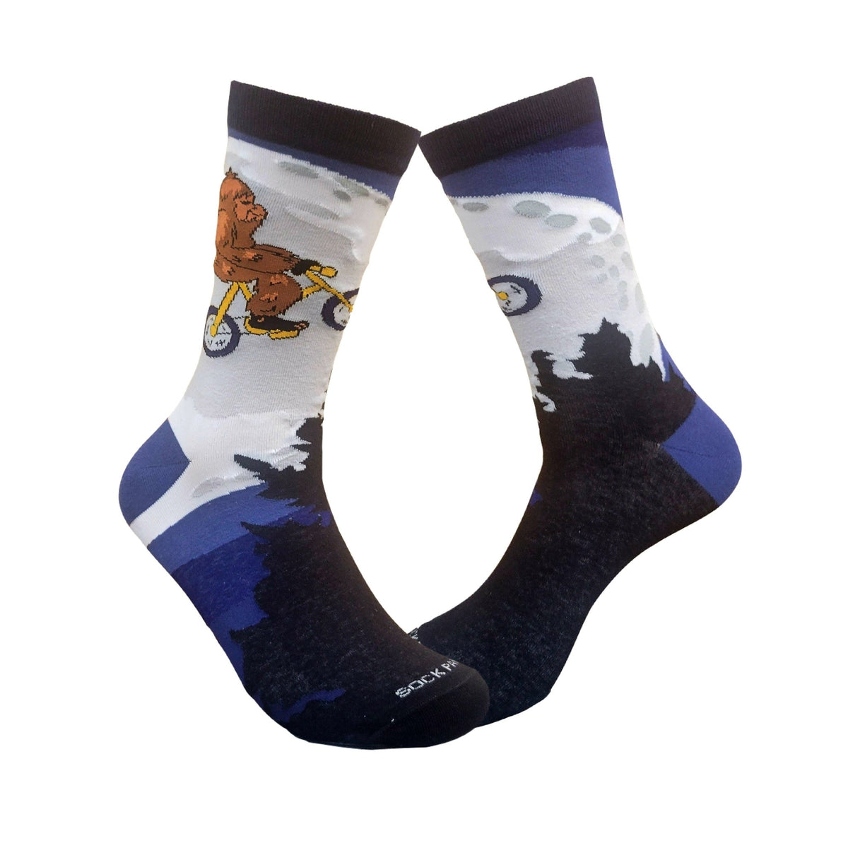 Big Foot Riding a Bike by the Moon Socks from the Sock Panda (Adult Medium - Women's Shoe Sizes 5-10), ET-Big-Foot