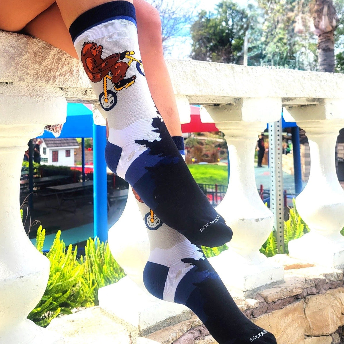 Big Foot Riding a Bike by the Moon Socks from the Sock Panda (Adult Medium - Women's Shoe Sizes 5-10), ET-Big-Foot