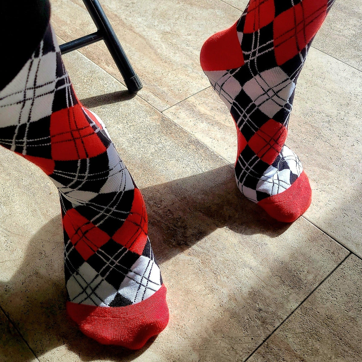 Black and Red Argyle Pattern Socks from the Sock Panda, BandRArgLg