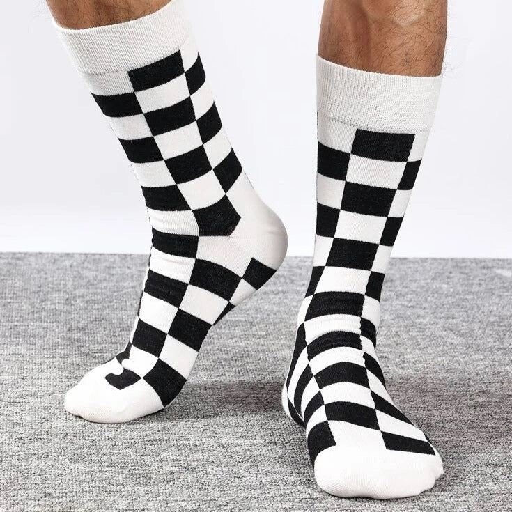 Black and White Checkered Socks from the Sock Panda (Adult Large - Men's Shoe Sizes 8-12), BWman