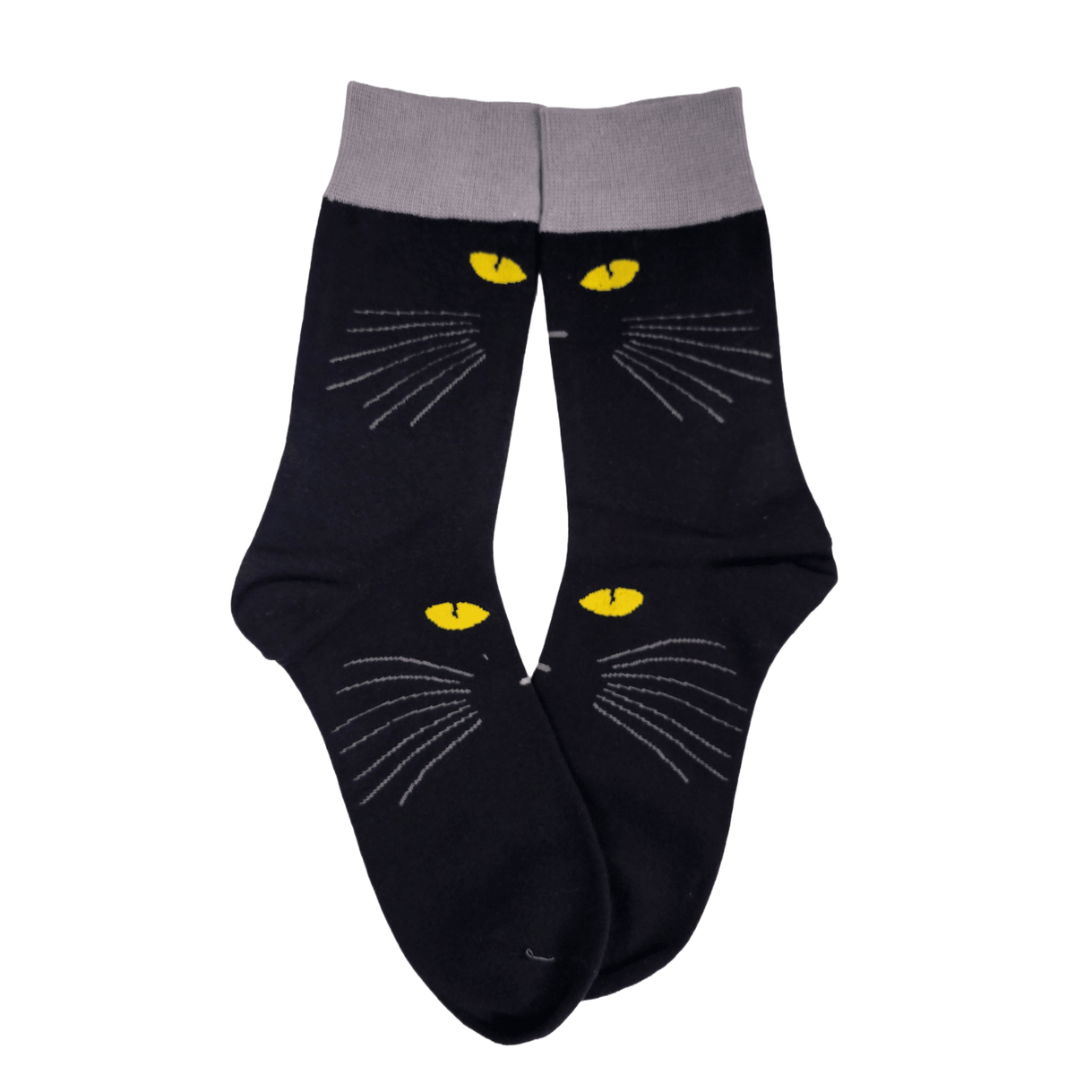 Black Cat Socks from the Socks Panda (Adult Medium - Women's Shoe Sizes 5-10), BlackCatFaceMd