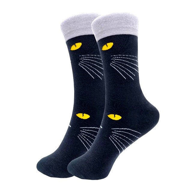 Black Cat Socks from the Socks Panda (Adult Medium - Women's Shoe Sizes 5-10), BlackCatFaceMd