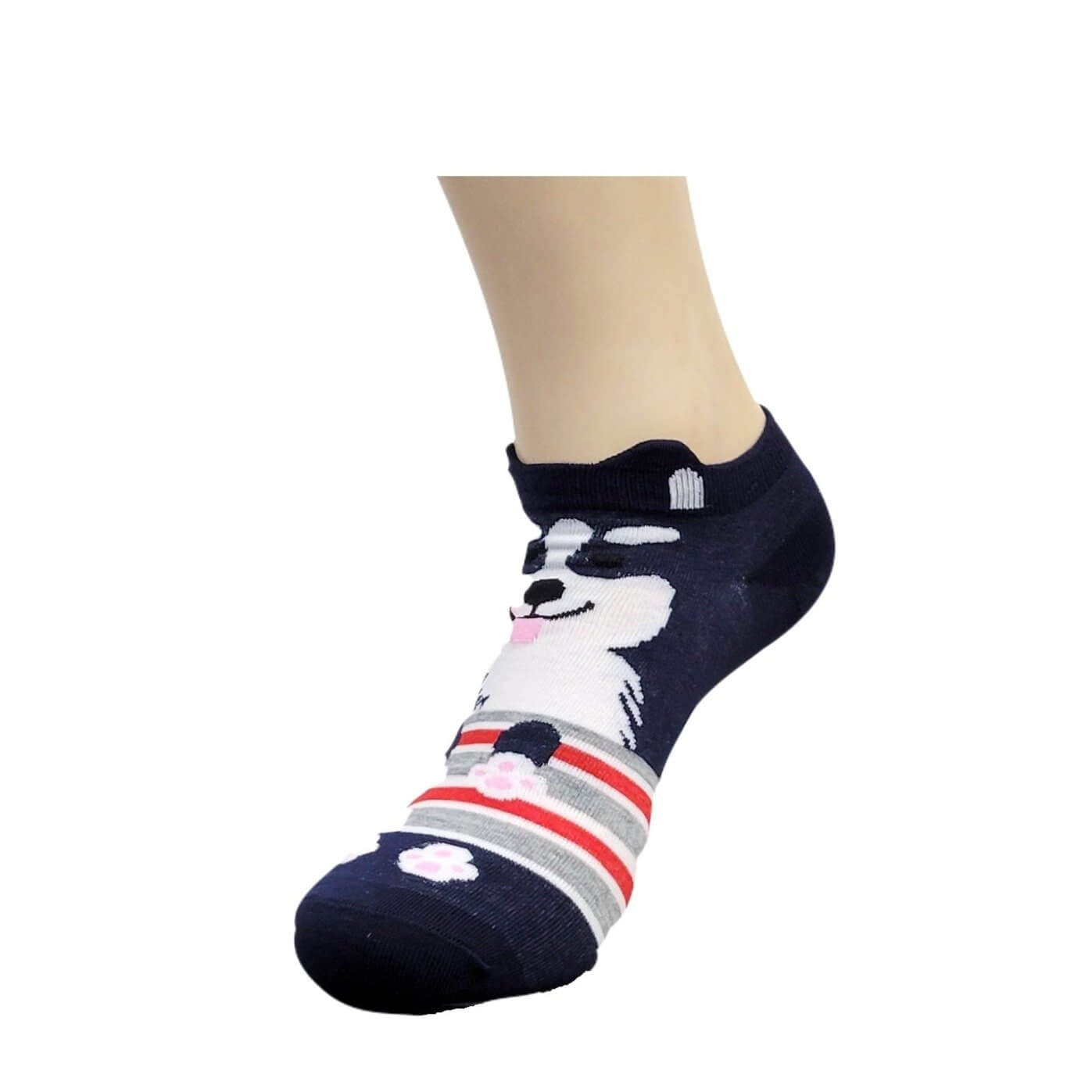Blue Puppy Dog Ankle Socks (Adult Medium - Women's Shoe Sizes 5 - 10)