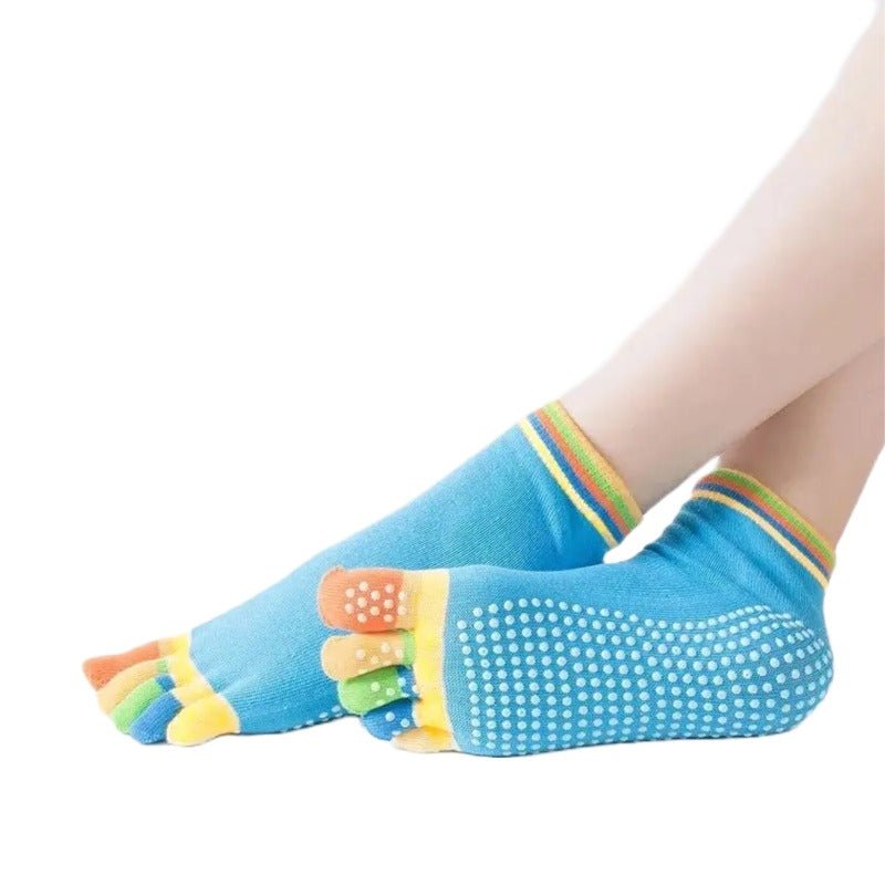 Blue Yoga Rainbow Toe Socks (Adult Medium - Women's Shoe Sizes 5-10), YogaBluetoeMd