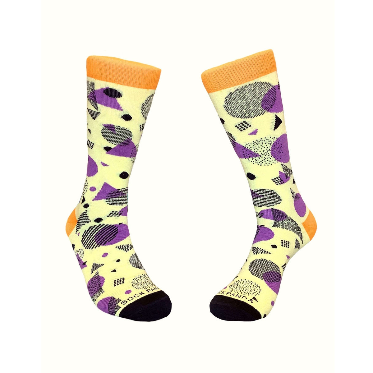 Bright Pop Art Yellow and Purple Patterned Socks from the Sock Panda, Pop Art