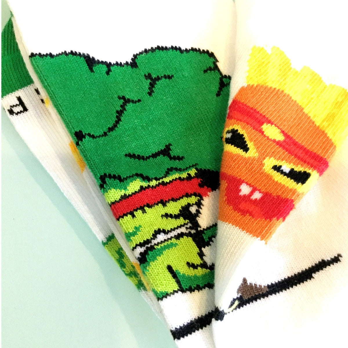 Broccoli vs. French Fries Socks from the Sock Panda, LG-Broccoli