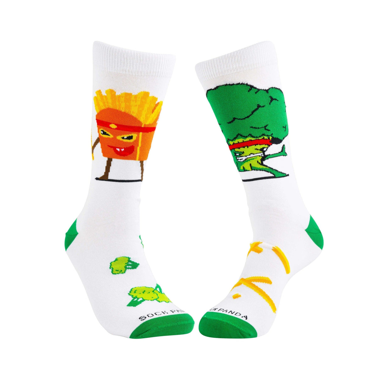 Broccoli vs. French Fries Socks from the Sock Panda, LG-Broccoli