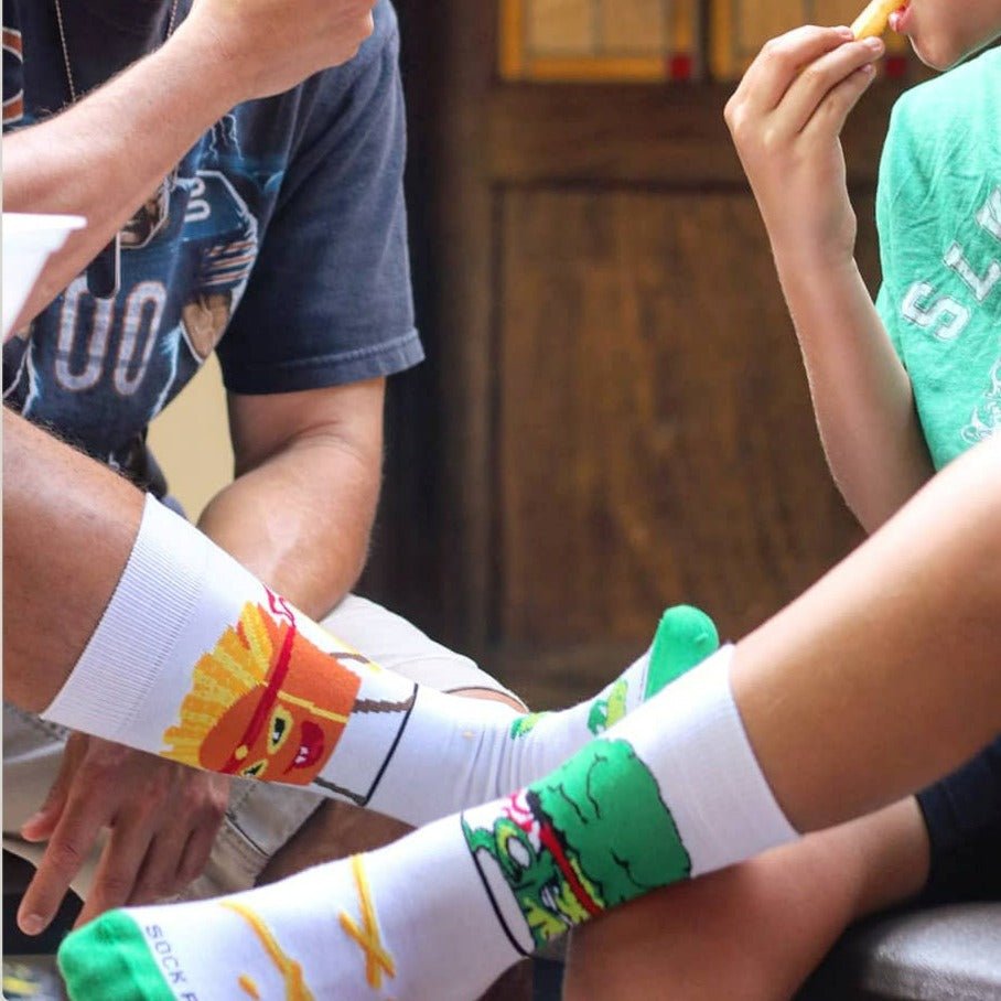 Broccoli vs. French Fries Socks from the Sock Panda, LG-Broccoli