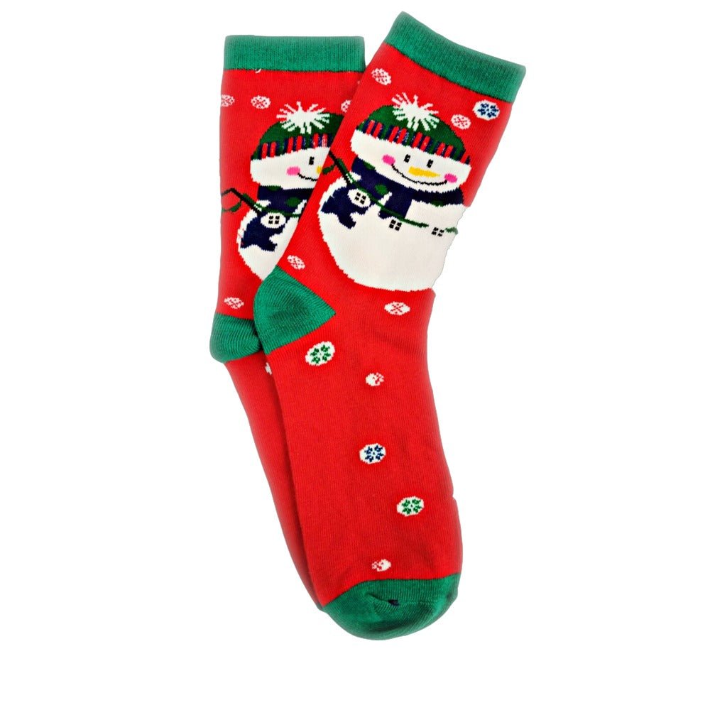 Christmas Holiday Socks (Adult Medium - Women's Shoe Sizes 5-10), Red Snowman
