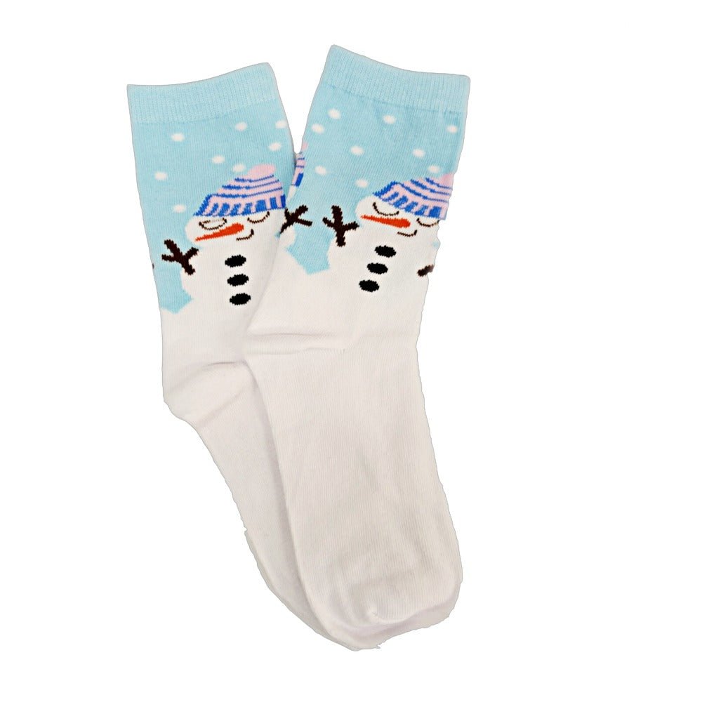 Christmas Holiday Socks (Adult Medium - Women's Shoe Sizes 5-10), Light Blue Snowman