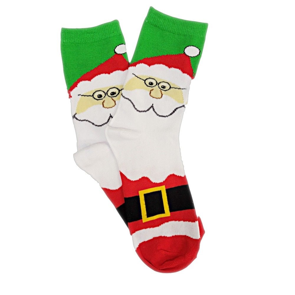 Christmas Holiday Socks (Adult Medium - Women's Shoe Sizes 5-10), Santa Claus Face