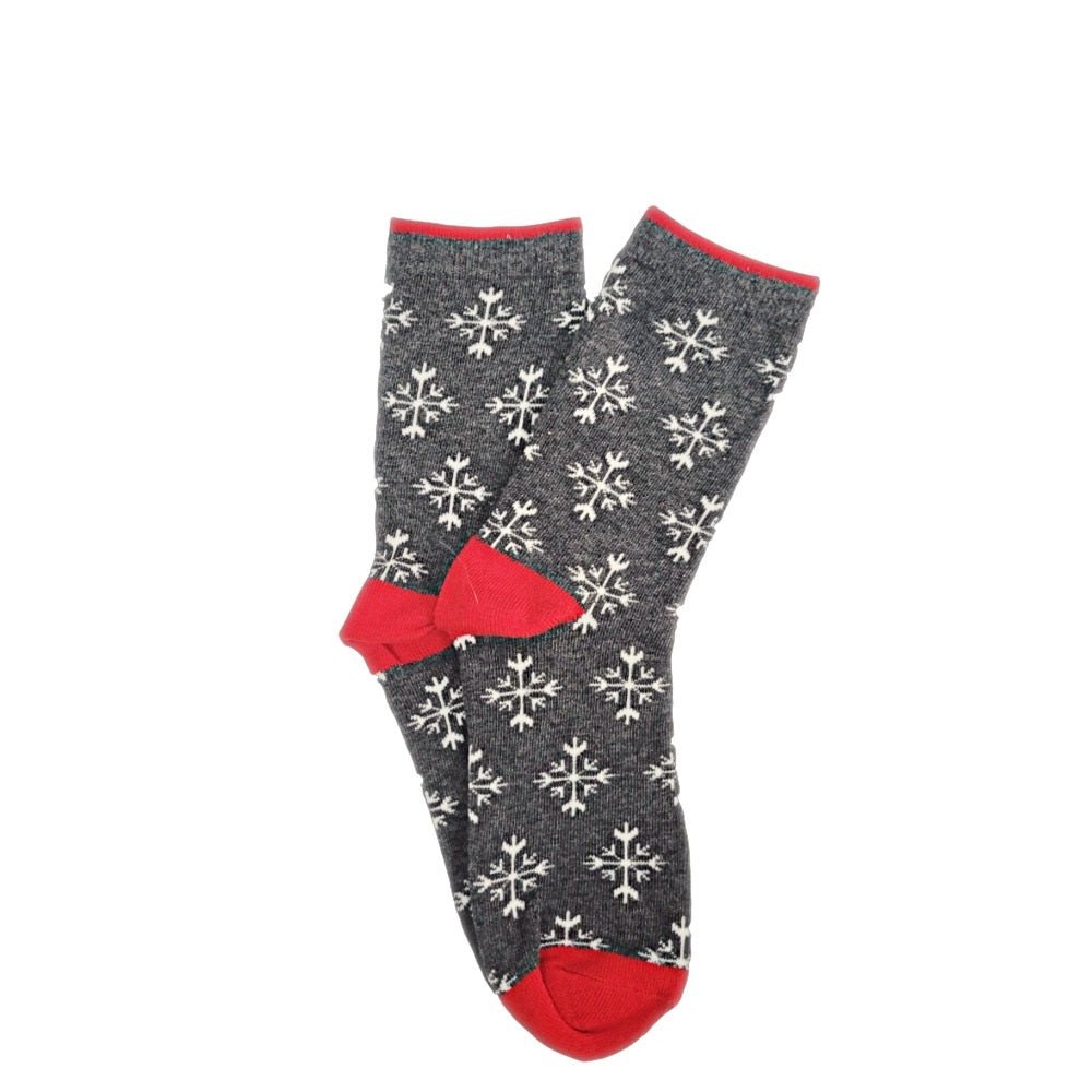 Christmas Holiday Socks (Adult Medium - Women's Shoe Sizes 5-10), Gray Snowflake