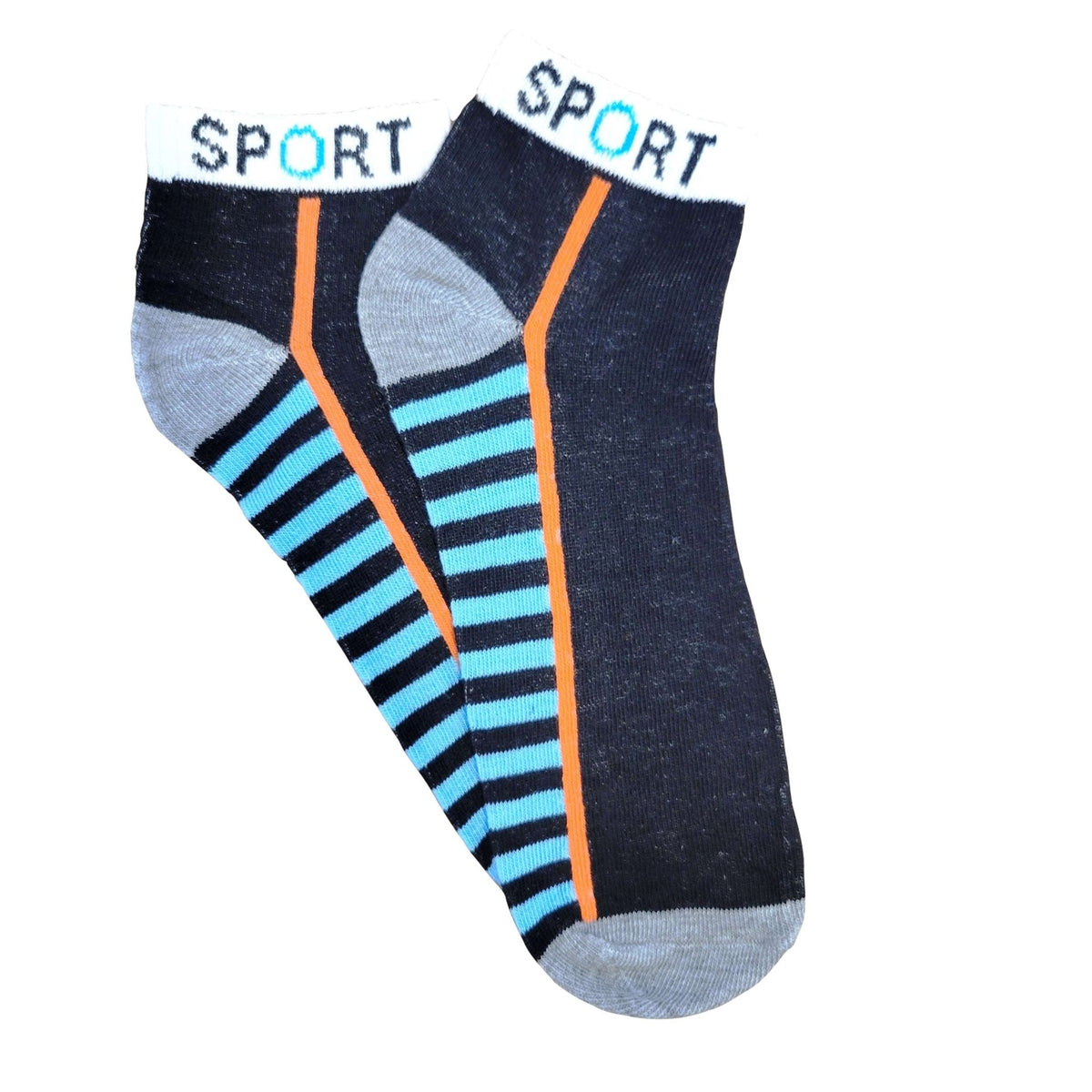 Classic Sport Ankle Socks (Adult Large - Men's Shoe Sizes 8-12), BW Sport Stripe
