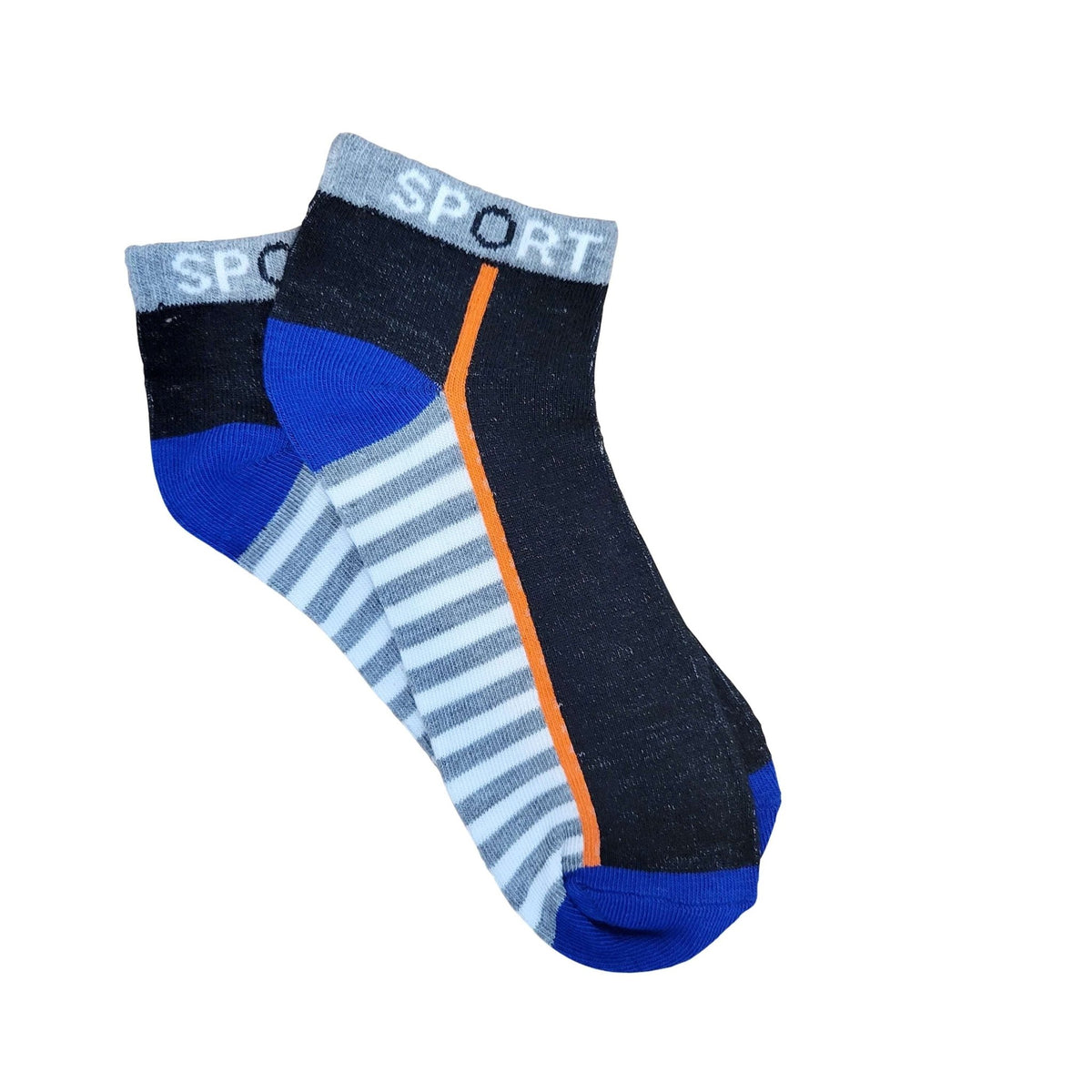 Classic Sport Ankle Socks (Adult Large - Men's Shoe Sizes 8-12), BW Sport Stripe