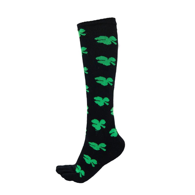 Clover Pattern Knee High Socks (Toe Socks), ToeCloverMd
