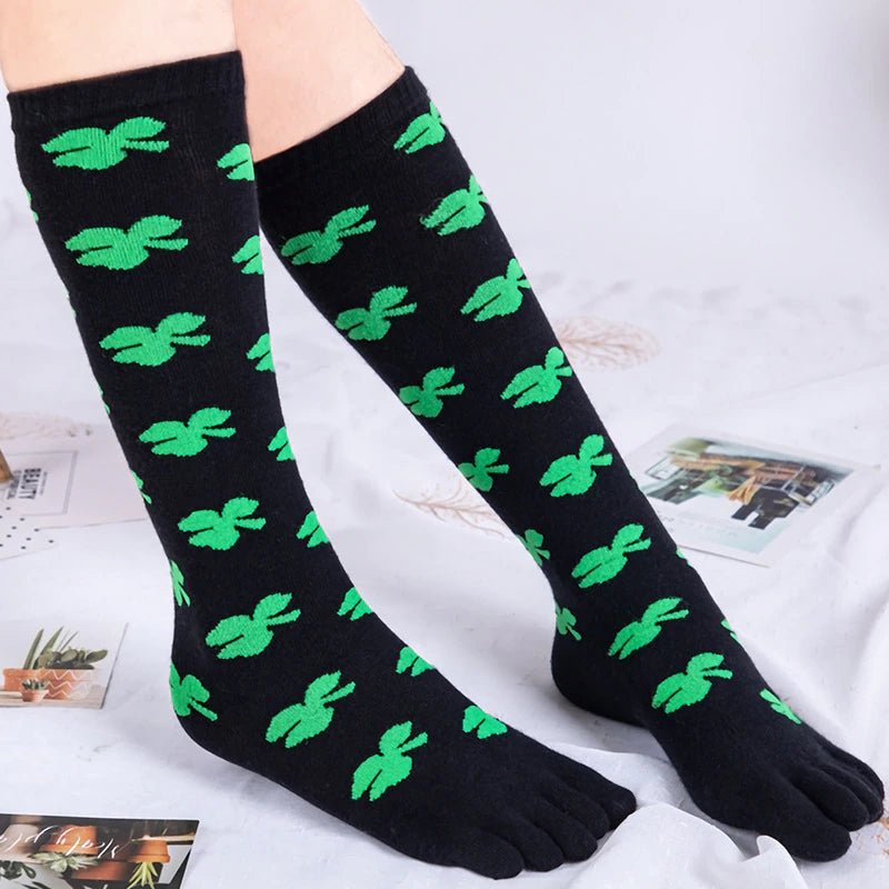 Clover Pattern Knee High Socks (Toe Socks), ToeCloverMd