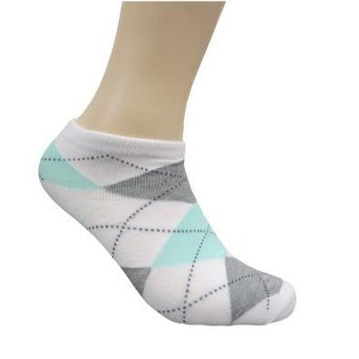 Colorful Argyle Ankle Socks (Adult Medium - Women's Shoe Sizes 5-10), Argyle Ankle Green