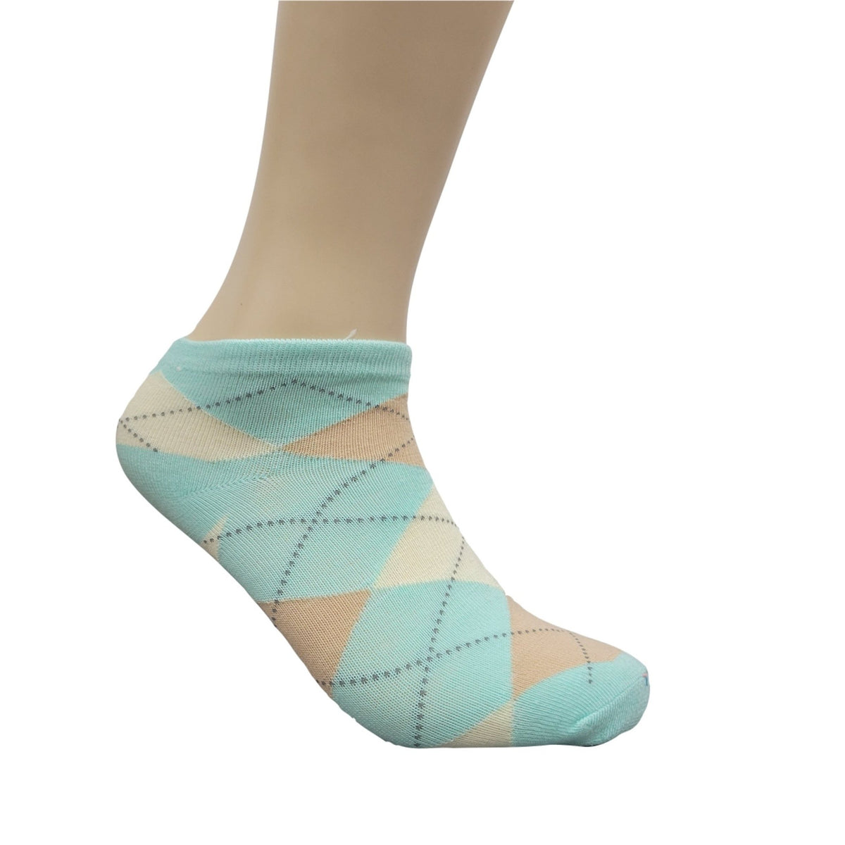 Colorful Argyle Ankle Socks (Adult Medium - Women's Shoe Sizes 5-10), Argyle Ankle Cream