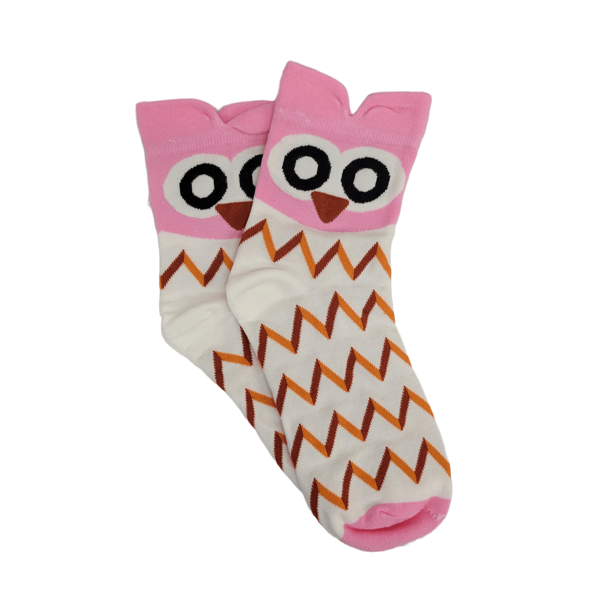 Colorful Owl Crew Socks (Adult Medium - Women's Shoe Sizes 5-10), PinkOwlMd