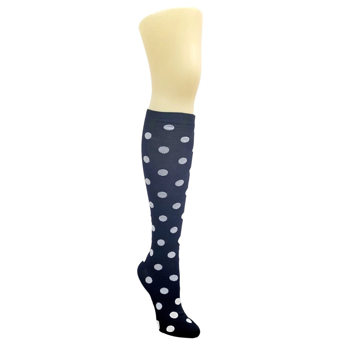 Colorful Polka Dot Pattern Socks from the Sock Panda (Knee High), Polka Dot Knee Black Gray