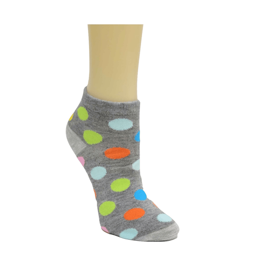 Colorful Polka Dot Patterned Ankle Socks (Adult Medium - Women's Shoe Sizes 5 - 10)