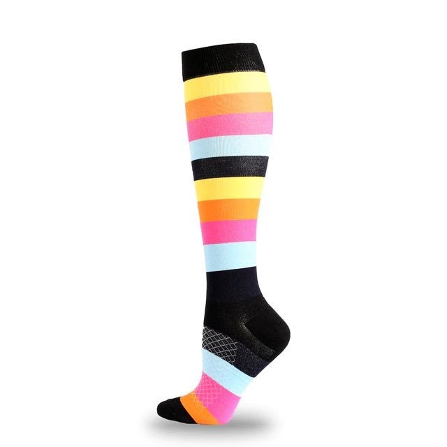 Colorful Striped Knee High (Compression Socks), ColorStripComp