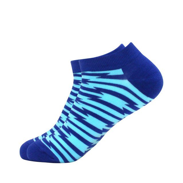 Cool Blue Patterned Ankle Socks (Adult Large - Men's Shoe Sizes 8-12), BluePattAnkLg