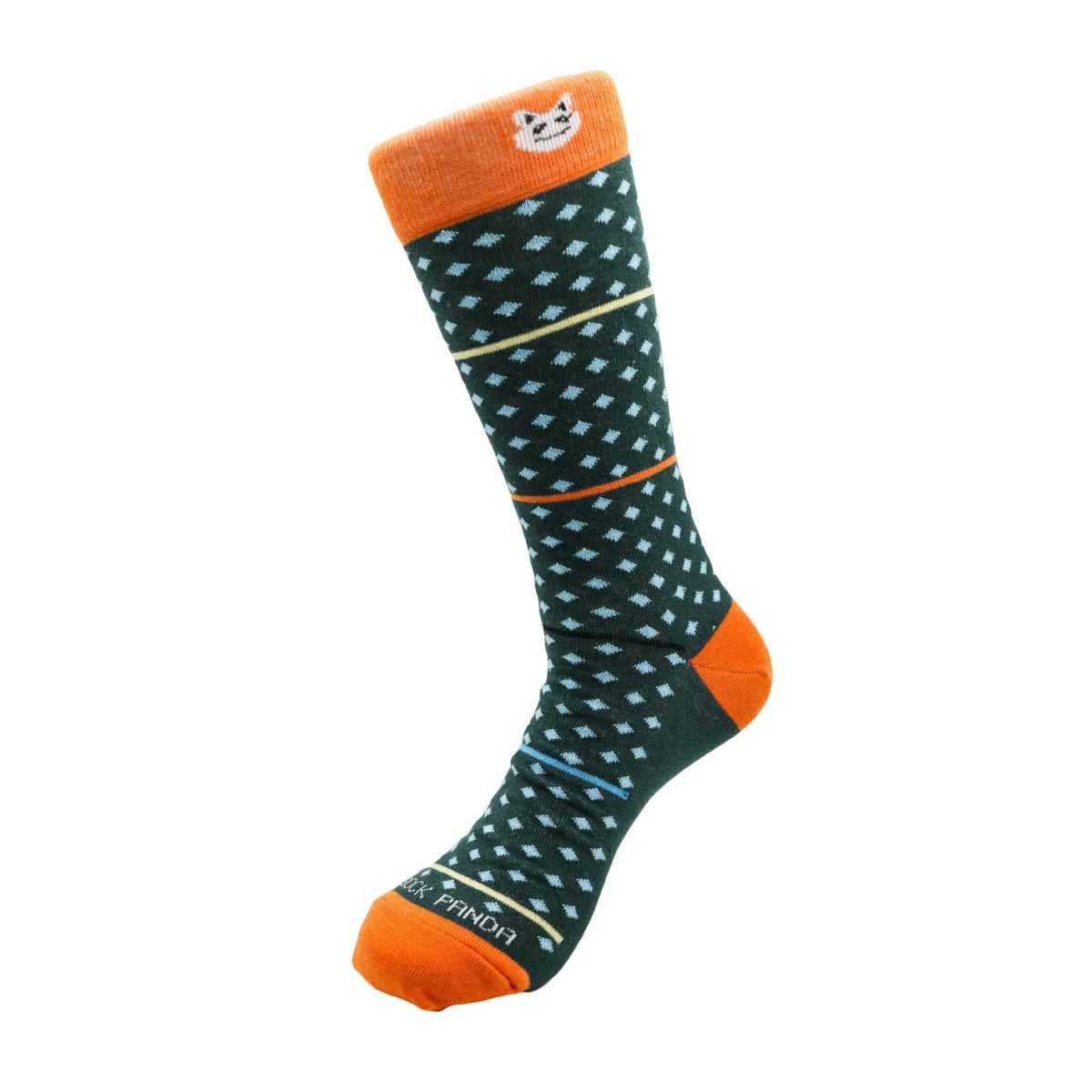 Dark Olive Green with Blue Diamonds Patterned Office Socks, Green and Blue Diamond