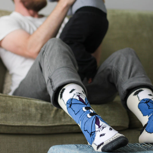 Dignified Reflective Panda Wearing a Suit Socks (Adult Large - Men's Shoe Sizes 8 - 12)