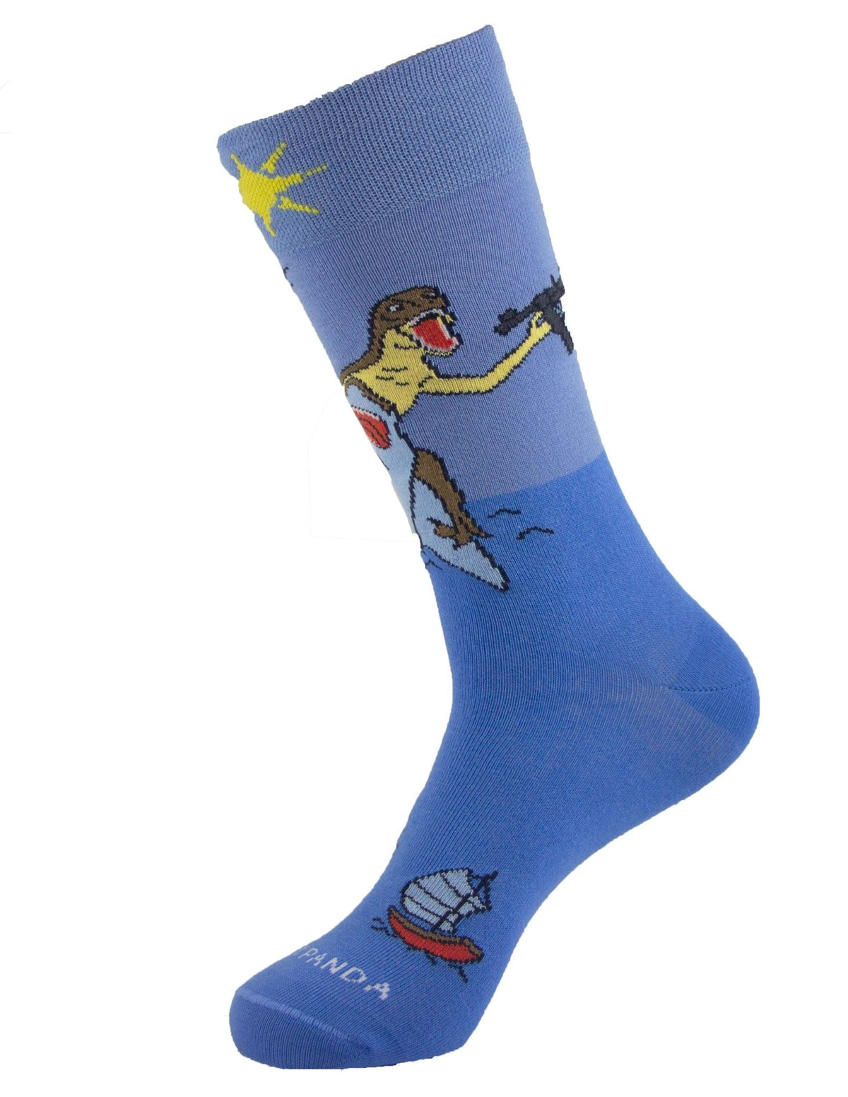 Dinosaur and Shark Socks from the Sock Panda (Adult Large - Men's Shoe Sizes 8-12), Dino/Shark
