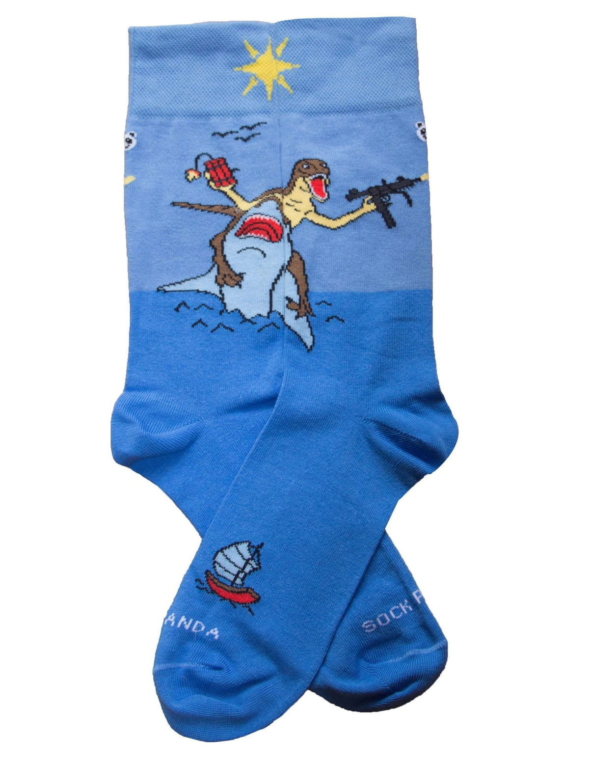 Dinosaur and Shark Socks from the Sock Panda (Adult Large - Men's Shoe Sizes 8-12), Dino/Shark