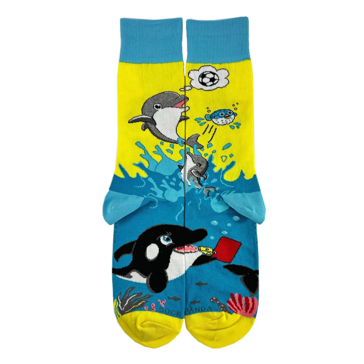 Dolphins and Soccer Socks from the Sock Panda (Adult Large - Men's Shoe Sizes 8-12), DolphinSoccerLg