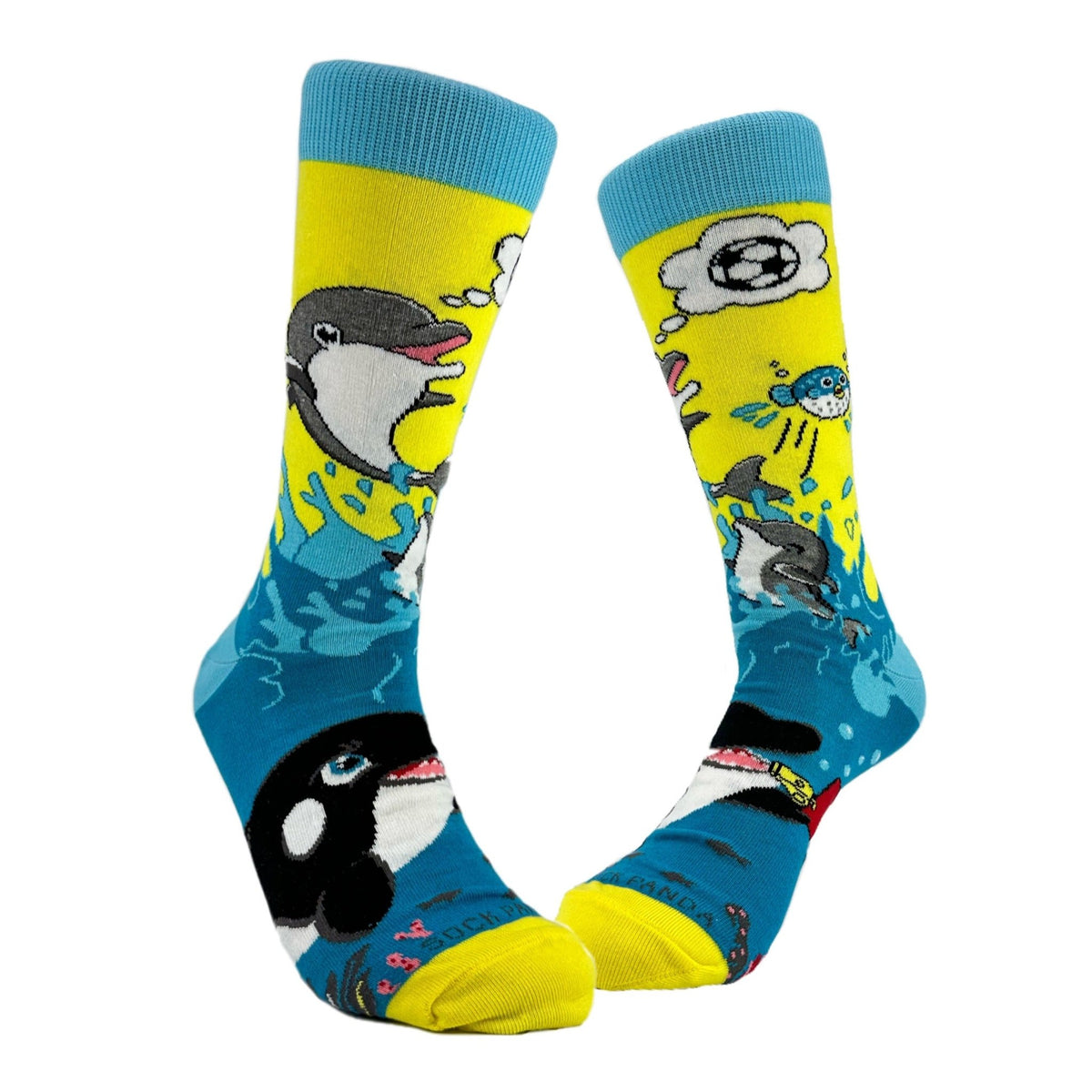 Dolphins and Soccer Socks from the Sock Panda (Adult Large - Men's Shoe Sizes 8-12), DolphinSoccerLg