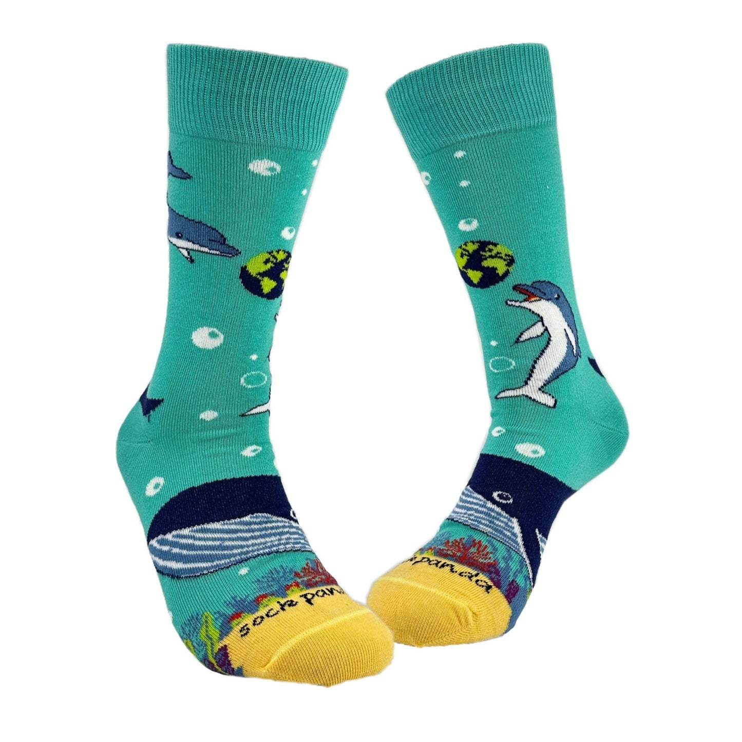 Dolphins and the Earth Socks from the Sock Panda (Adult Medium - Women's Shoe Sizes 5 - 10)