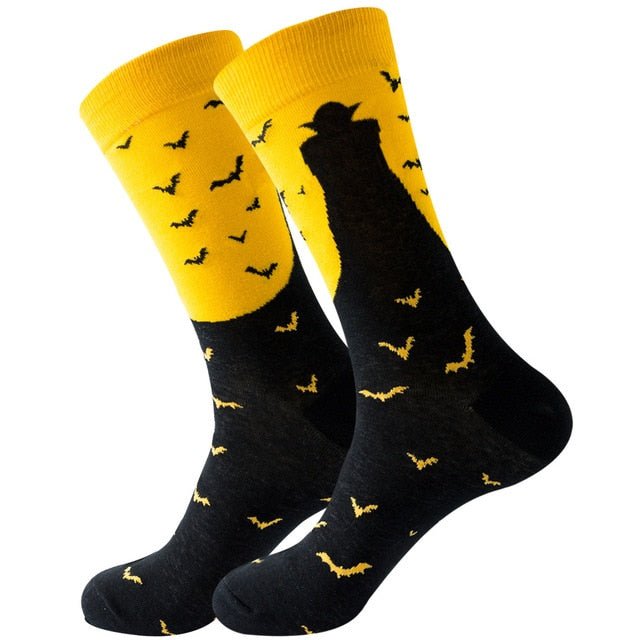 Dracula with Bats Socks (Adult Large - Men's Shoe Sizes 8-12), DraculaHallLg