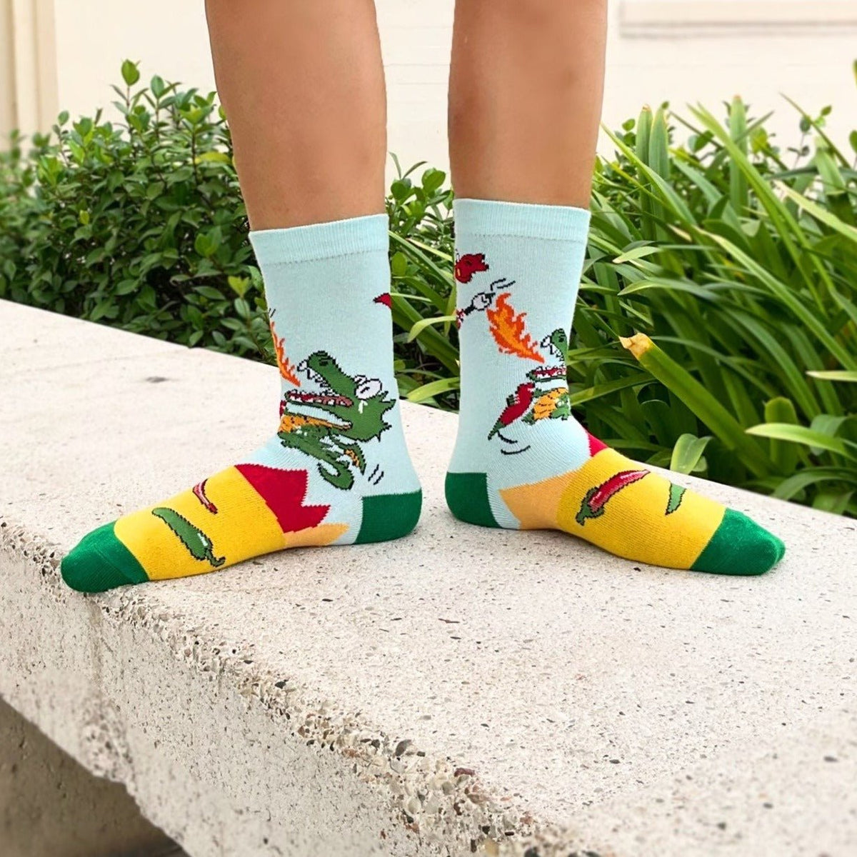 Dragon Pepper and Marshmallow Party Socks from the Sock Panda (Adult Small - Shoe Sizes 2-5), Dragon-Party
