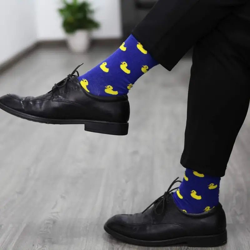 Duck Pattern Socks from the Sock Panda (Adult Large - Men's Shoe Sizes 8-12), BlueDuckLg