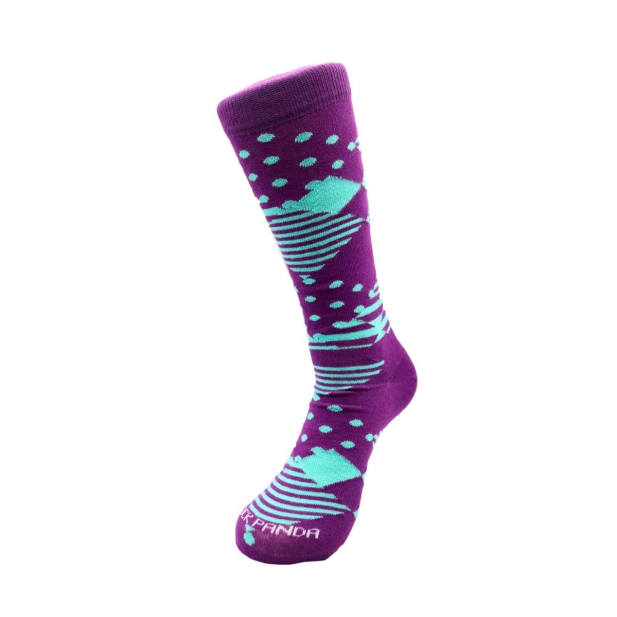 Exciting Purple and Baby Blue Patterned Socks from the Sock Panda, Purple and Blue Pattern