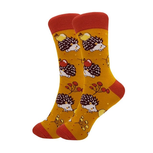 Fall Hedgehog Socks (Adult Medium - Women's Shoe Sizes 5-10), PocupineMd