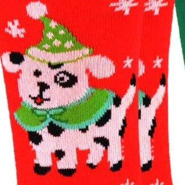 Festive Puppy Dog Socks (Ages 1 - 2, 3 - 5, 5 - 7)