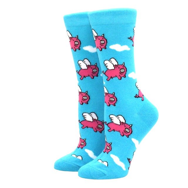 Flying Pigs Socks (Adult Medium - Women's Shoe Sizes 5-10), SSW1355-SKYBL