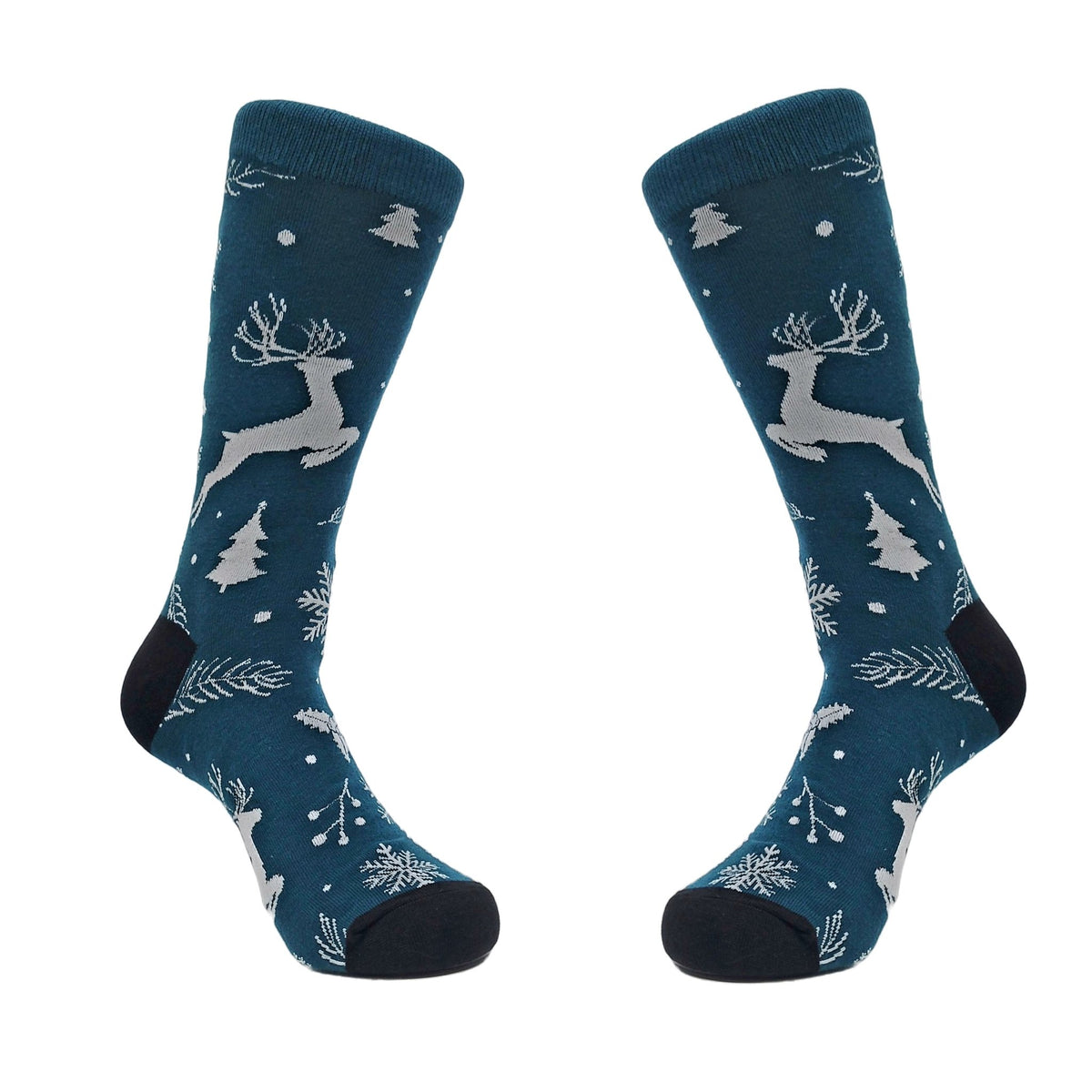 Frolicking Reindeer Socks from the Sock Panda (Adult Large - Men's Shoe Sizes 8-12), GreenReindeerLg