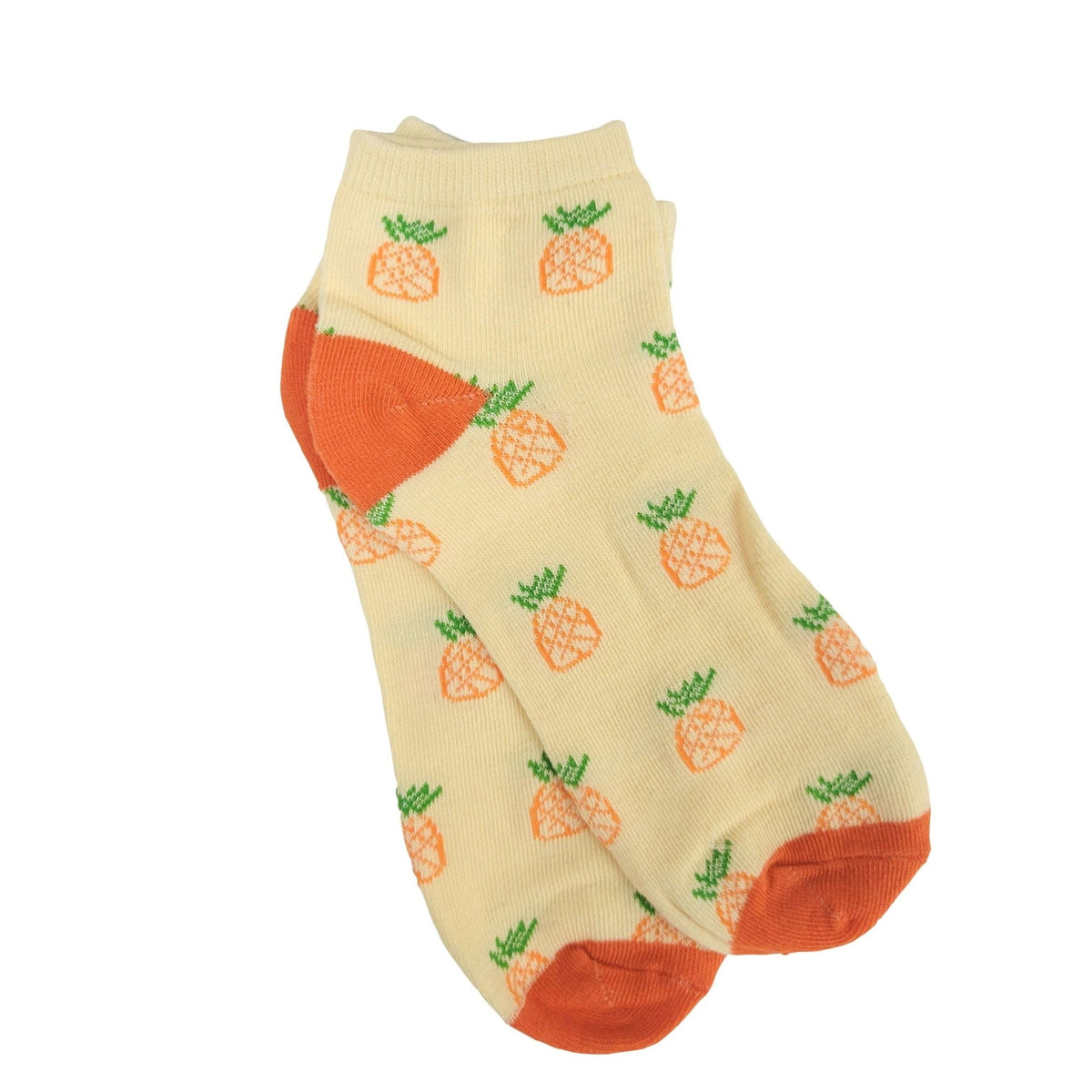 Fun Pineapple Patterned Ankle Socks (Adult Medium - Women's Shoe Sizes 5-10), Pineapple Ankle Peach
