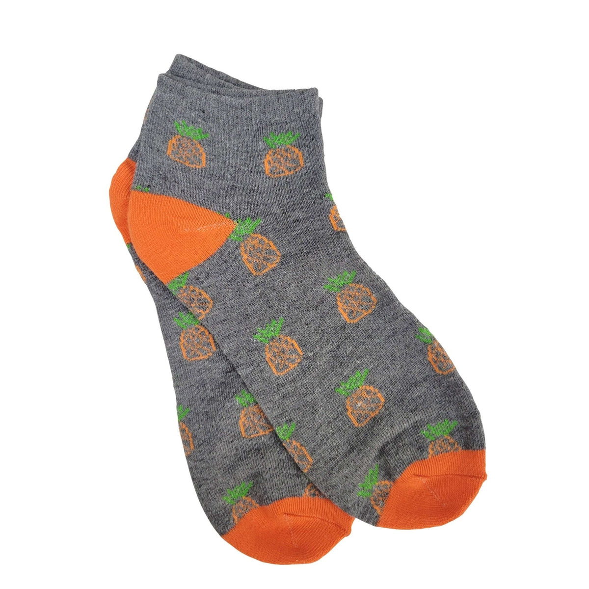 Fun Pineapple Patterned Ankle Socks (Adult Medium - Women's Shoe Sizes 5-10), Pineapple Ankle Gray
