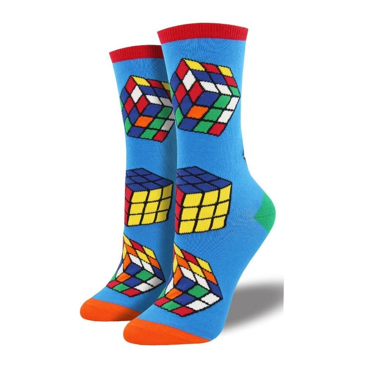 Fun Puzzle Cube Socks - Sock Panda (Adult Large - Men's Shoe Sizes 8-12), Puzzle Cube Gray
